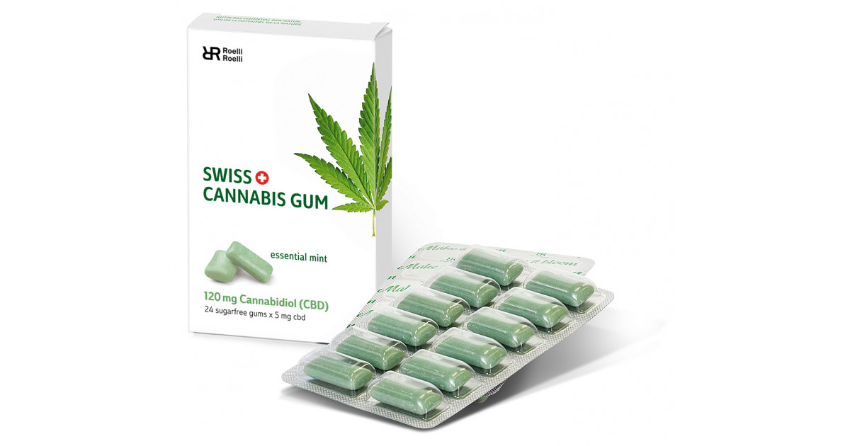Swiss Cannabis Gum 120 mg CBD Mint Box (24 pcs)
