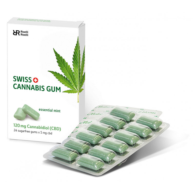 Swiss Cannabis Gum 120 mg CBD Mint Box (24 Stk)