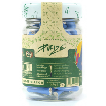 Purize Xtra Slim Blue Aktivkohlefilter im Glas (100 Stk)