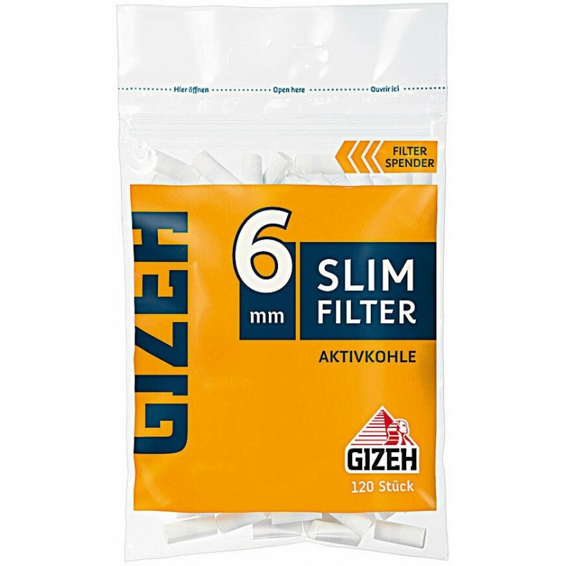 GIZEH Slim filter with activated carbon (120 pcs)