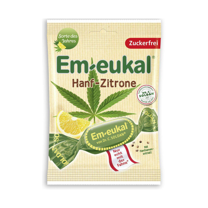 Em-eukal Hanf-Zitrone Bonbons zuckerfrei (75g)